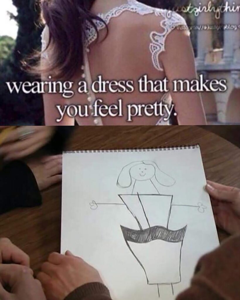 wearing a dress that makes you feel pretty 