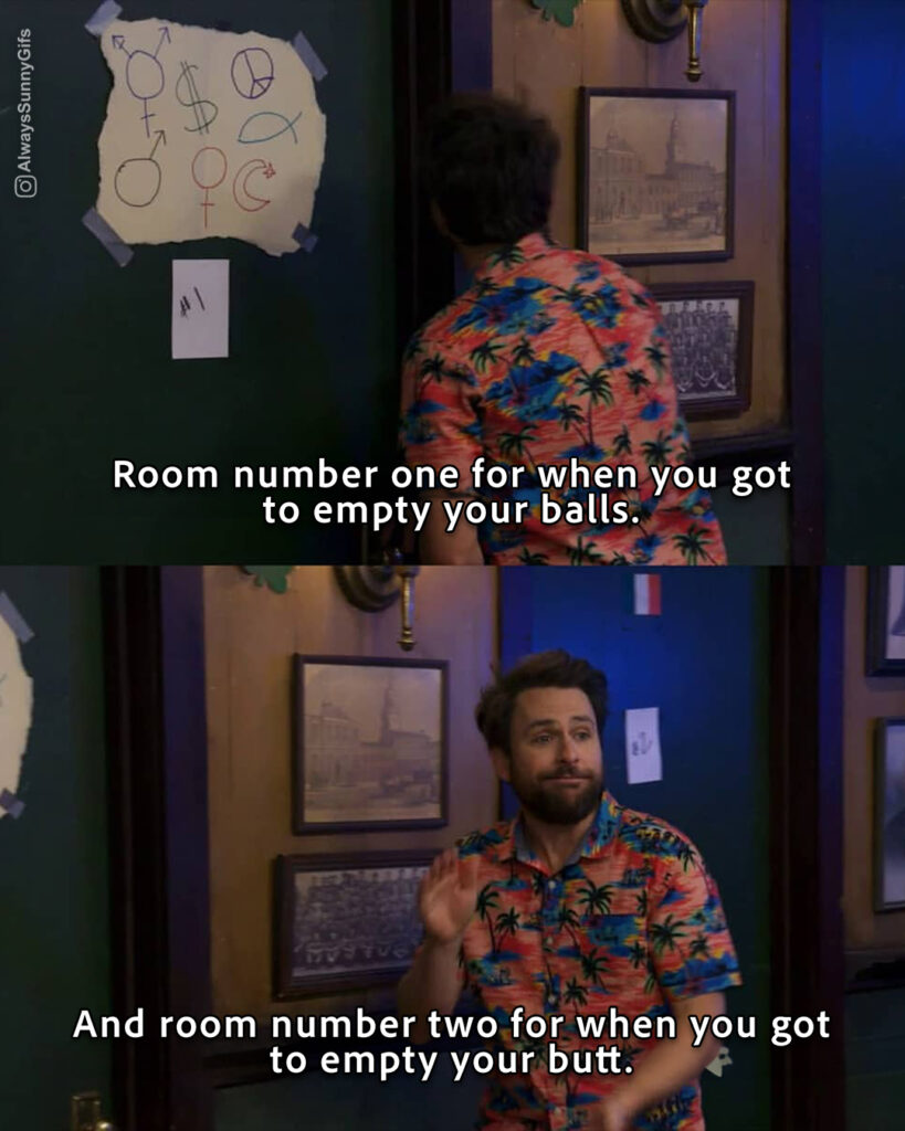 Always Sunny – S13E06 The Gang Solves the Bathroom Problem – empty balls