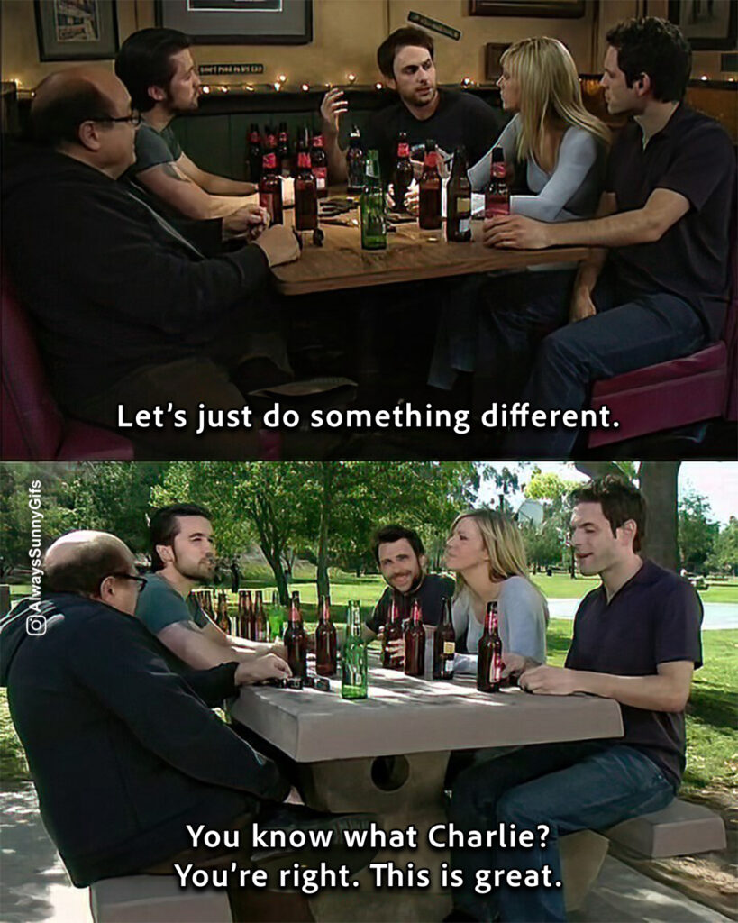 Always Sunny – S03E02 The Gang Gets Invincible – something different