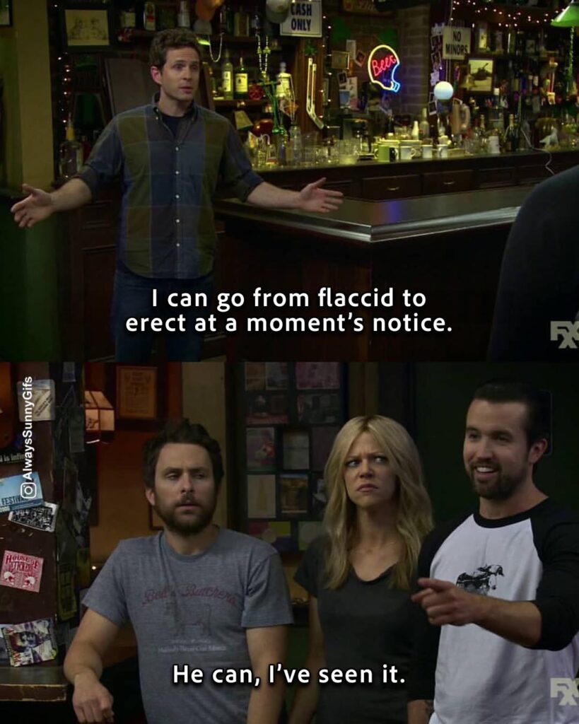 Always Sunny – S09E07 The Gang Gets Quarantined – flaccid errect