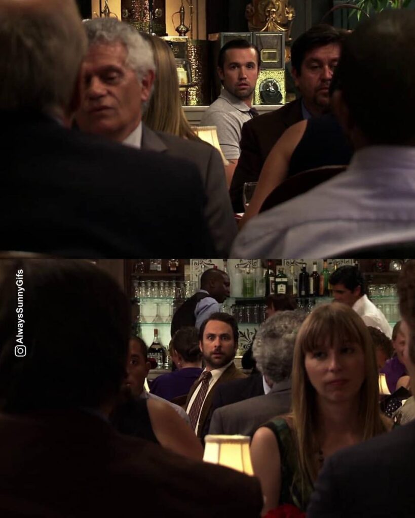 Always Sunny – S08E09 The Gang Dines Out – the stare